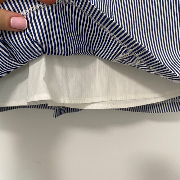 Ann Taylor Loft Blue Pinstripe Mini Skirt Size 2 - Picture 4 of 5